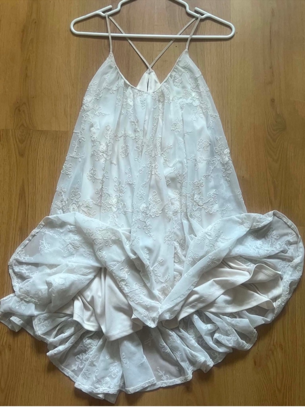 Zara Pale Pink Lace Spaghetti-Strap Dress